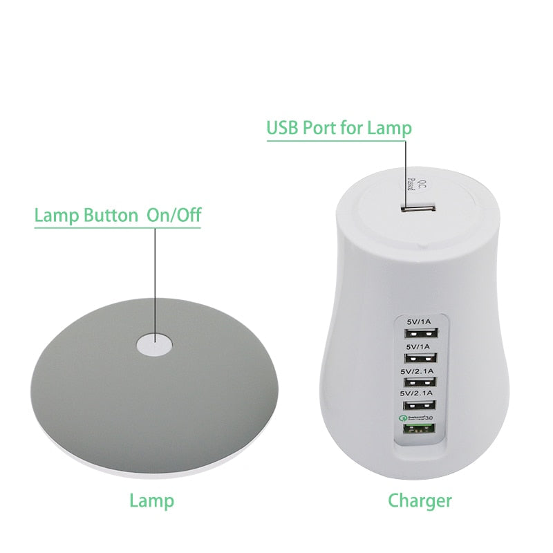 Mushroom Night Lamp: 3-in-1 USB QC3.0 Charging Station