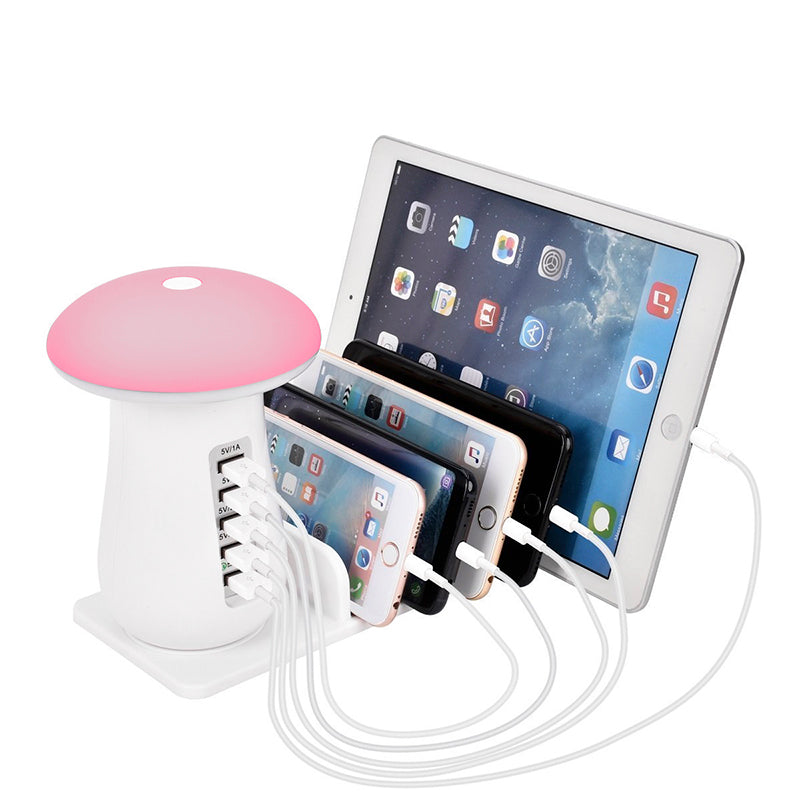 Mushroom Night Lamp: 3-in-1 USB QC3.0 Charging Station