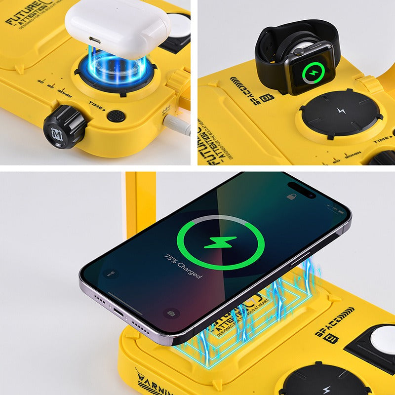 3-in-1 Wireless Charger with RGB Light for Phone, Earphones, Watch