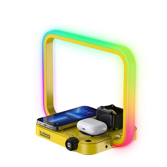 3-in-1 Wireless Charger with RGB Light for Phone, Earphones, Watch
