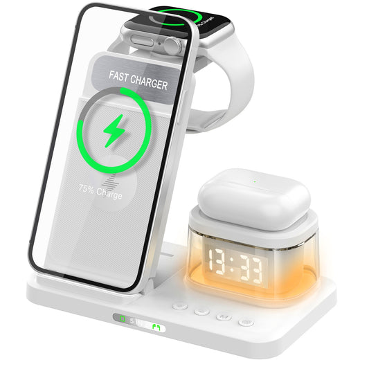 15W 5-in-1 Foldable Wireless Charging Station for Phone, Watch, Earbuds & Cards