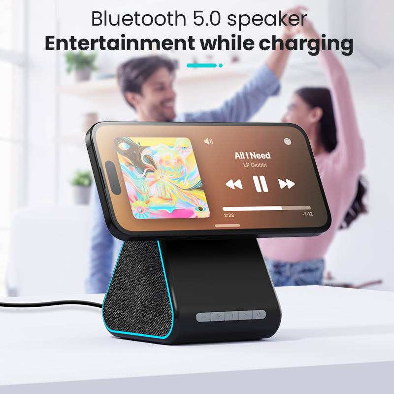 MagSafe Wireless Charger Stand with Bluetooth Speaker