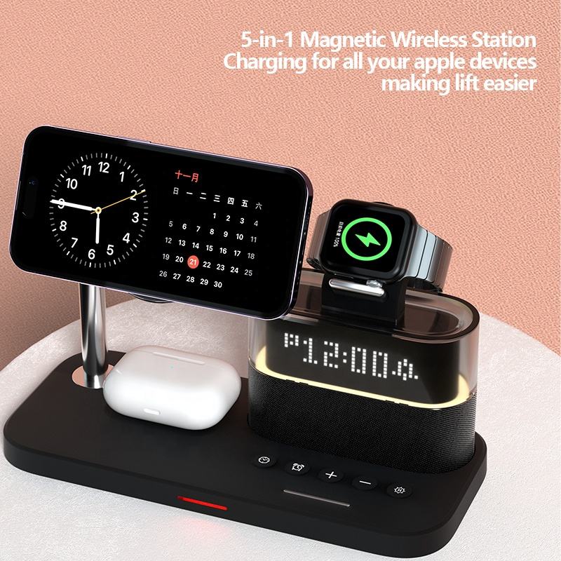 3-in-1 Magnetic Wireless Charger with Clock