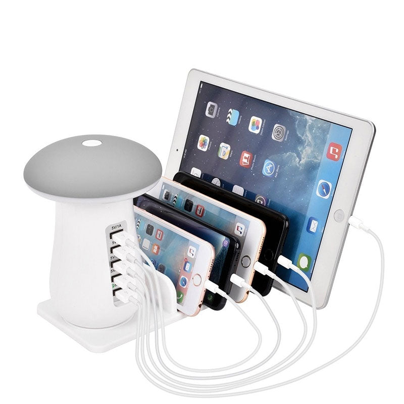 Mushroom Night Lamp: 3-in-1 USB QC3.0 Charging Station