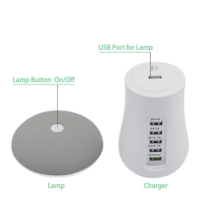 Mushroom Night Lamp: 3-in-1 USB QC3.0 Charging Station