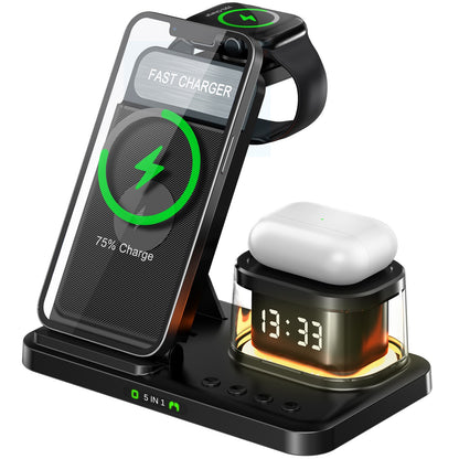 15W 5-in-1 Foldable Wireless Charging Station for Phone, Watch, Earbuds & Cards