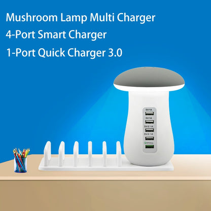Mushroom Night Lamp: 3-in-1 USB QC3.0 Charging Station